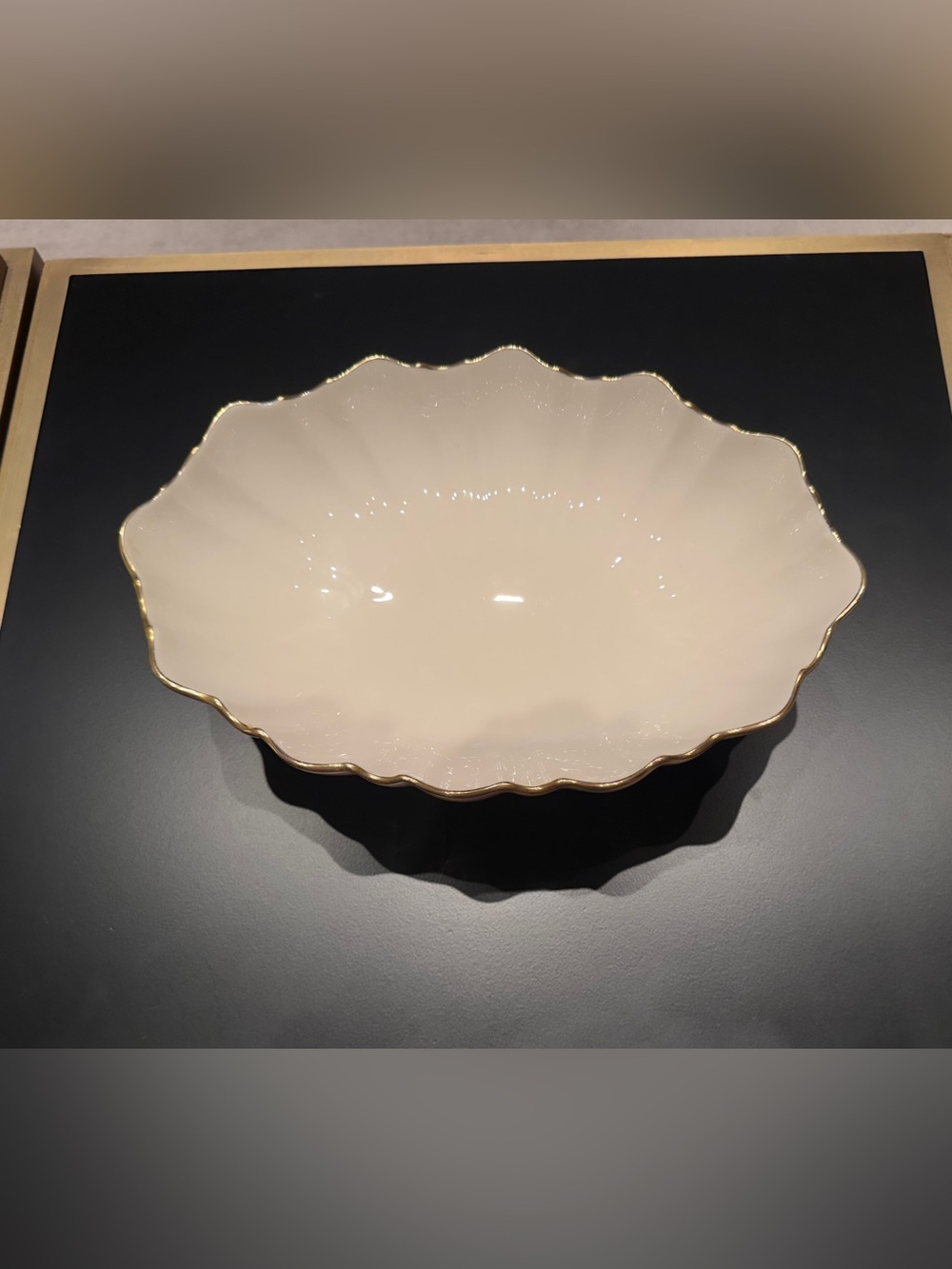 Lenox Cream Scalloped Serving Bowl with Gold Trim